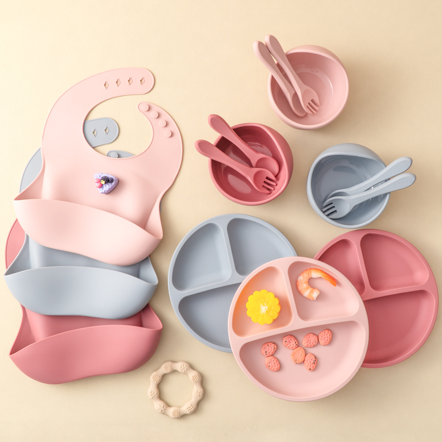 Baby Food Dinner - Ensemble d'alimentation en Silicone pour bébé,
