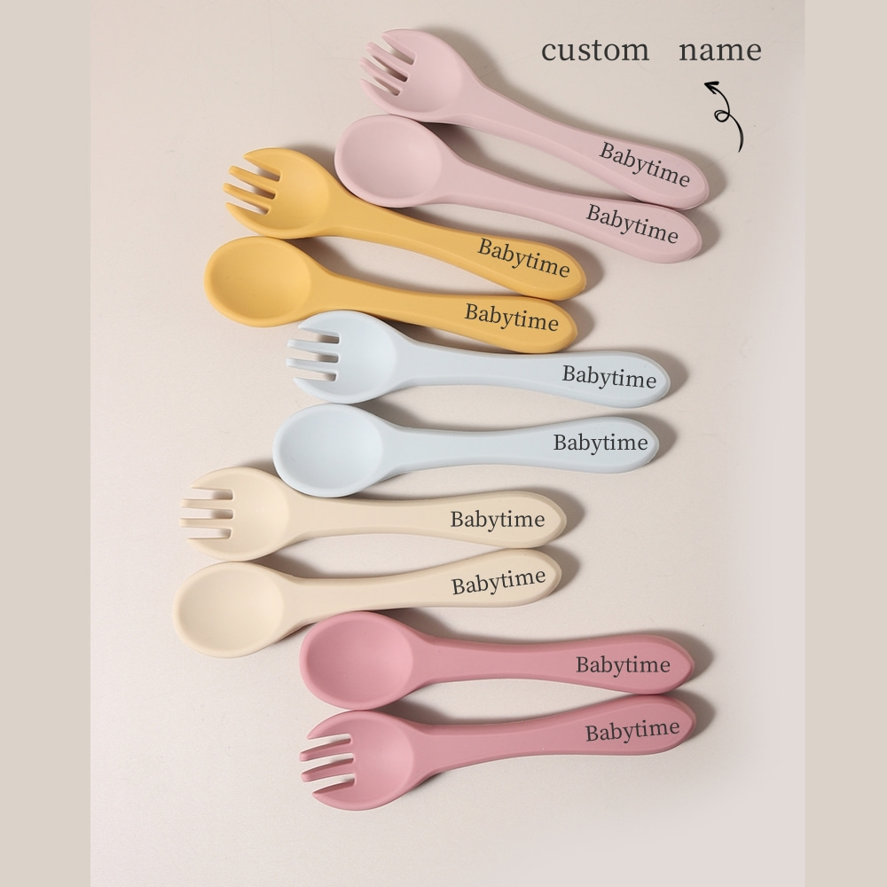 Baby Food Name - Nom personnalisé 1 paire de cuillères