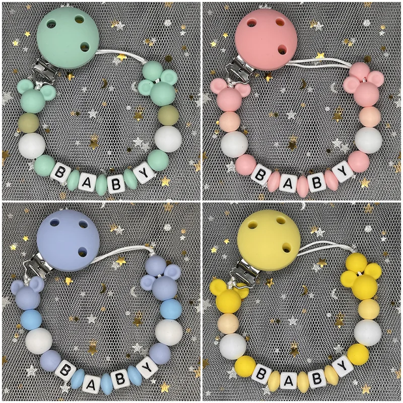 Baby Food Name - Attache-tétine personnalisée avec nom pour bébé,