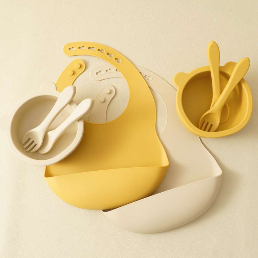 Baby Food Dinner - Ensemble d'alimentation en silicone pour enfants,
